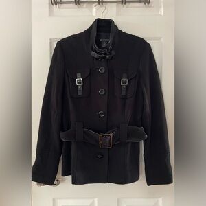 INC International Concepts Black Belted Dark Academia Jacket